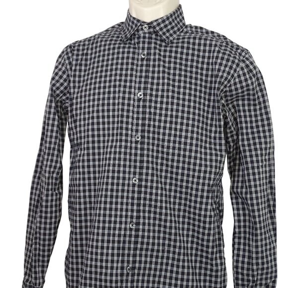 Zara Man Slim Fit Black Check Plaid Long Sleeve Button Up Shirt Men Size M - Picture 1 of 10